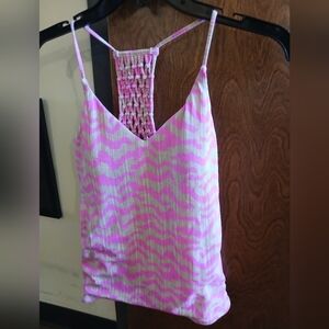 NWT/ RAISINS pink patterened tankini top